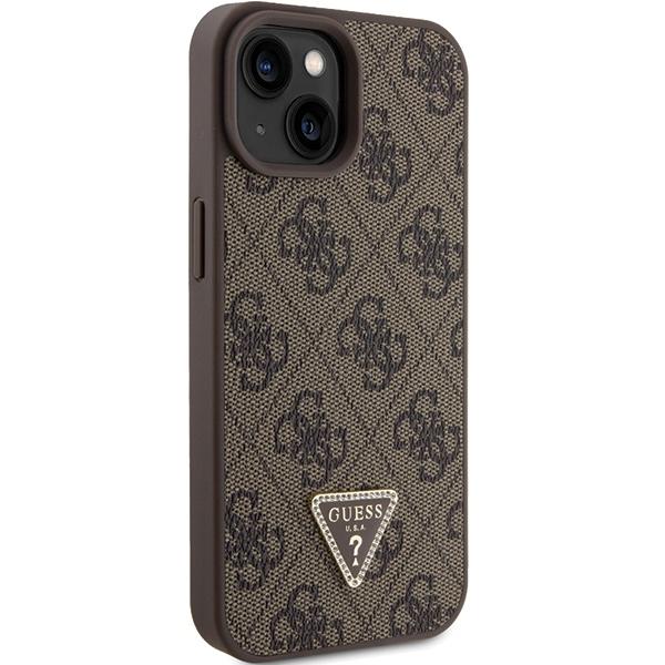 Guess Guhcp15Sp4Tdpw Iphone 15 / 14 / 13 6.1 Brązowy/Brown Hardcase Leather 4G Triangle Strass