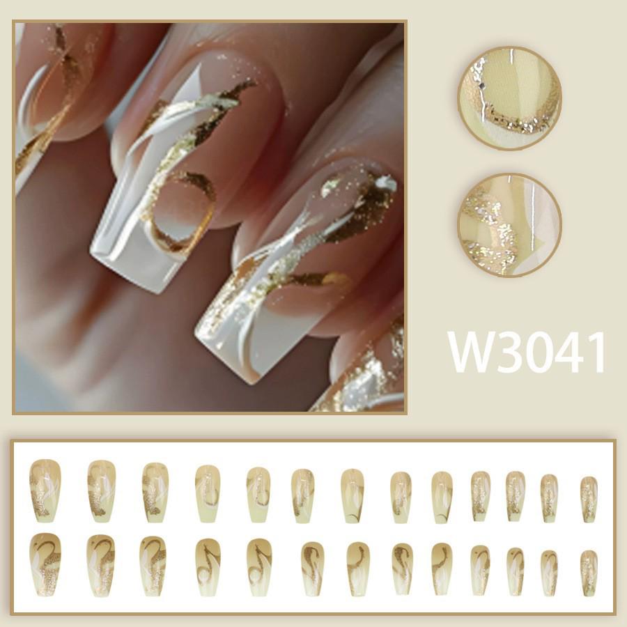 

Melillard Gold Plated Short French Nail Art Set – 24 Pieces for a Luxurious, High-End Look.