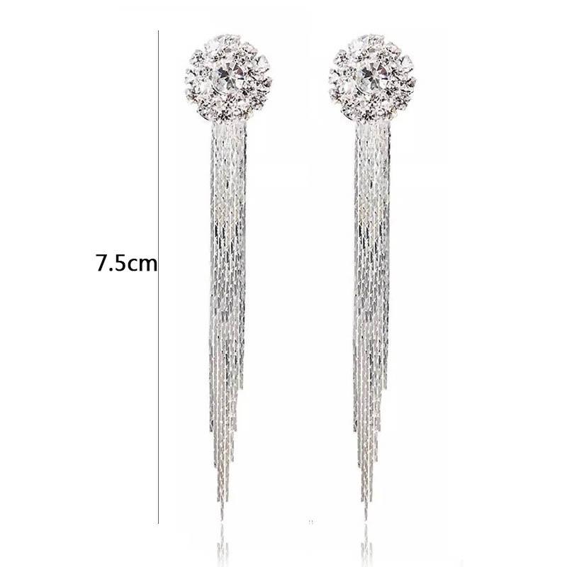 Jewelry Personality Temperament Crystal Tassel Earrings Bridal Wedding Earrings For Women Long Hanging Earrings