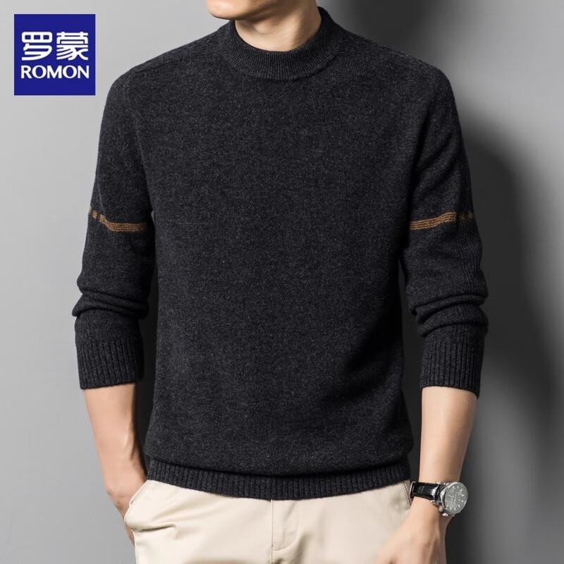 

Romon Men s Premium Lambswool Round Neck Knit Sweater XL