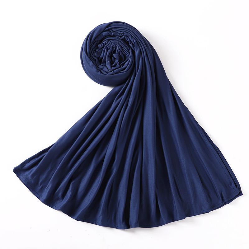 Muslim Plain Cotton Jersey Hijab Scarf Solid Color With Good Stitch Stretchy Soft Turban Head Wraps Shawl Foulard Femme