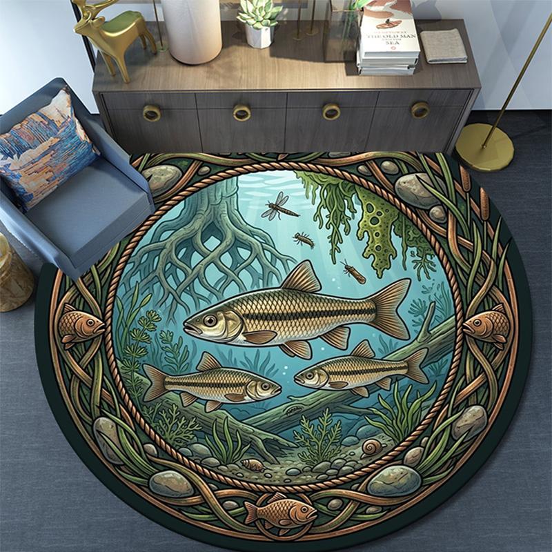 Underwater Ecosystem Harmony Round Area Rug Under Office Chairs Bedroom Living Room Home Decor