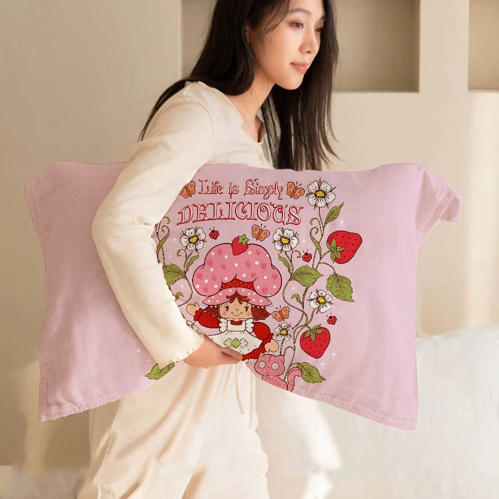 Classic Animation S-Strawberry S-Shortcake Pillow Towel Pillowcase For Hair And Skin, Standard Size Set Of Super Soft Pillow