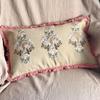 Vivienne Cushion 30x50cm Flower Embroidery Rectangular Cushion with Filling (Vivienne) [Fringe Pink] 82100CU-PK