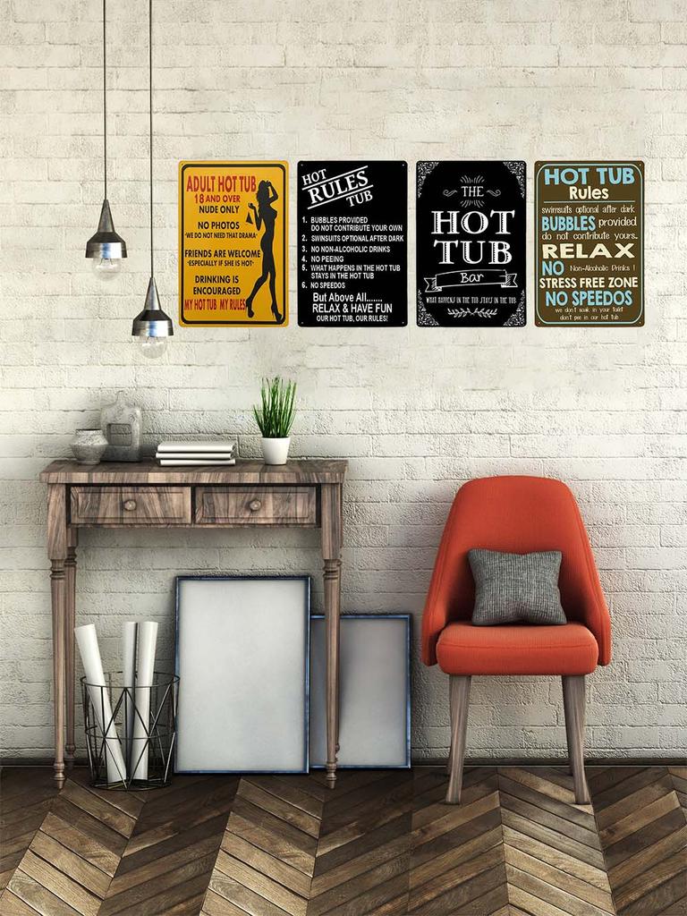 Funny Welcome To Our Hot Tub Metal Sign Vintage Poster Sandy Beach Bathroom Decor Painting Plate Bar Beer Wall Sticker 20x30cm