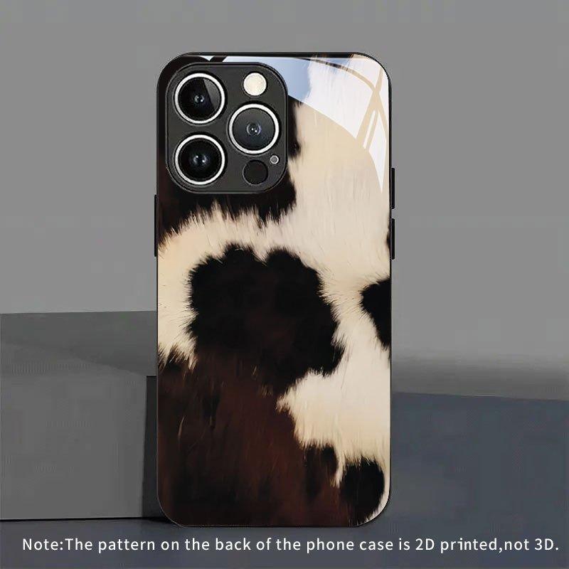 Schwarz Weiß Braun Felltextur Muster Gehärtetes Glas Schwarze Handyhülle Für Samsung Galaxy S25 S24 S23 Ultra Plus FE Hülle