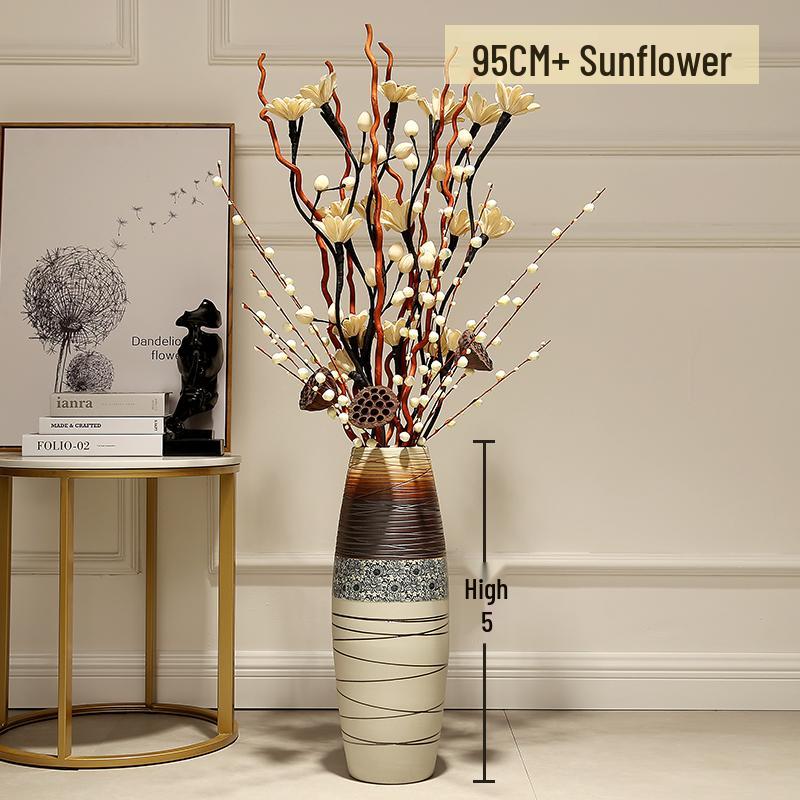 Large European-Style Porcelain Floor Vase for Dried Flowers - Artistic Living Room Ceramic Decoration