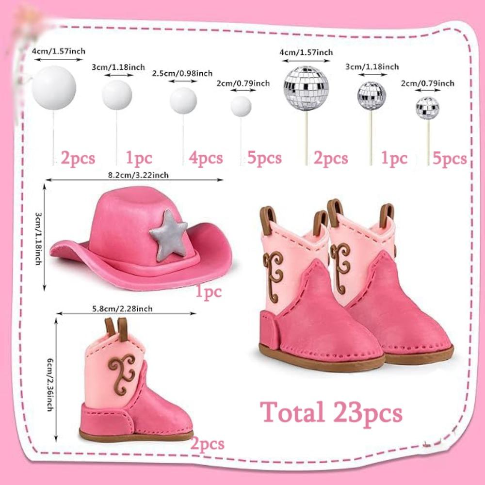 

23pcs Cowgirl Cake Decorations Cowgirl Hat and Boot Cake Toppers Disco Ball Cake Topper Western Cowgirl Birthday Baby Shower Party Favors Supplies 23pcs