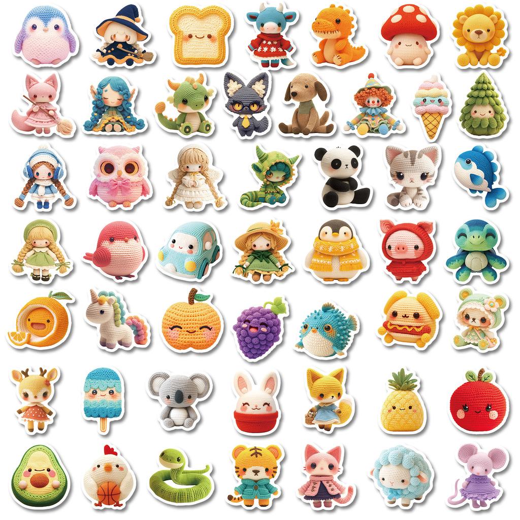 100 Crochet Doll Knitting Toys Creative Cartoon Graffiti Stickers DIY Decorative Suitcase Notebook