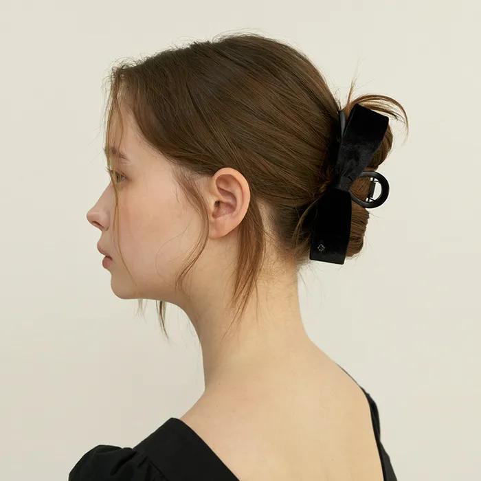 amour velvet double ribbon hair claw (middle ver)