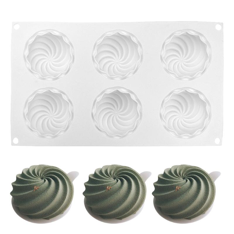6 Cavity Spiral Diamond Cactus Texture Silicone Cake Molds Mousse Dessert Baking Tools Soap Mould Diy Candle Mold Kitchen