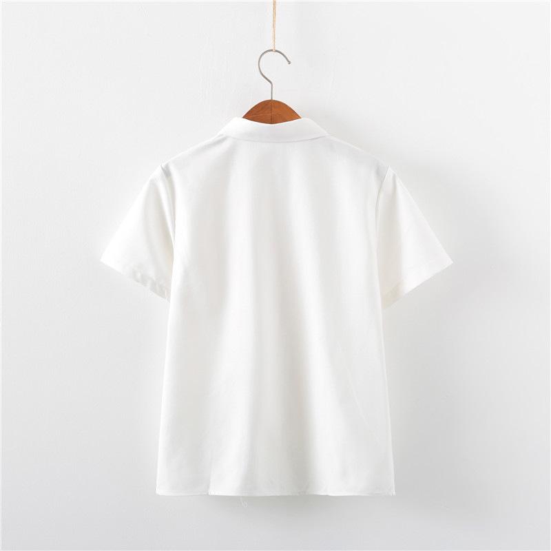 

White Shirt & Skirt Set - Neverland Academy Style, Loose Short Sleeve, Spring/Summer XXL