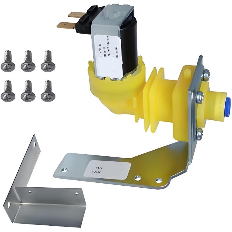 Solenoid Water Inlet Assembly for Ice Machine Service, Replacement Part with Mounting Bracket, Terminal Connector and Layout Reference