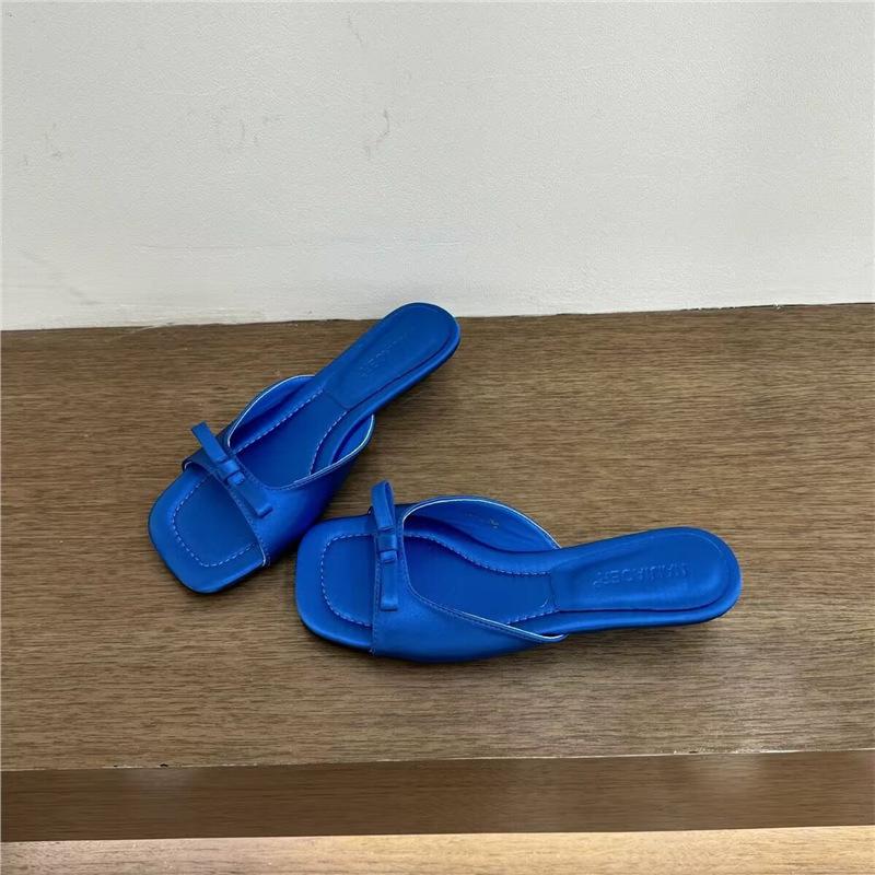 Silver Wedge Heel French Cool Slippers Fairy Shoes 2025 New Summer Fashion Outer Wear Niche One-word Slippers