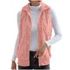 Fashionable Ladies Plaid Comfortable Fleece Cardigan Vest Stand Collar Sleeveless Women's Jacket