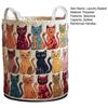 Quilted Laundry Basket Foldable Boho Fabric Laundry Hamper Cute Cat Storage Basket for Clothes Toys Blankets Nursery Bedroom