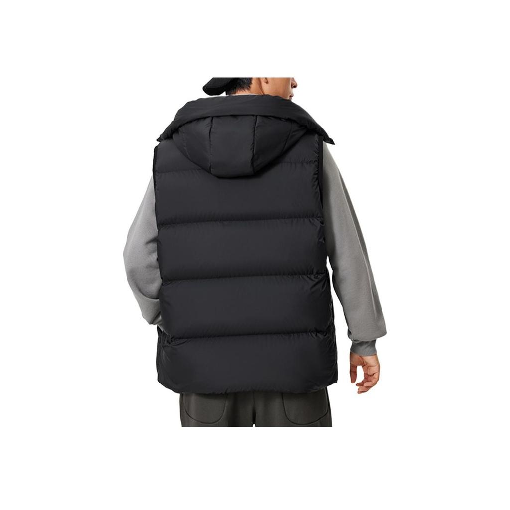 Li Ning China Color Series Solid Color Zipper Hooded Comfortable Breathable Down Vest Men Vest Dark-Gray AMRU069-1
