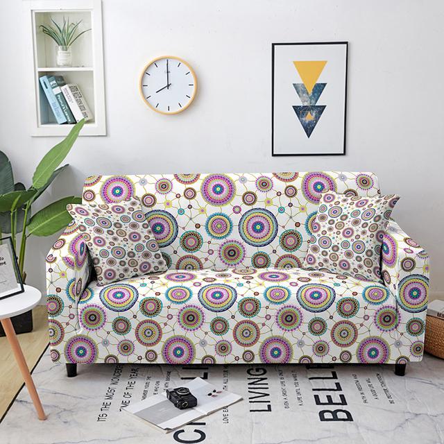 Geometry Design Sofa Cover Mandla Flower Pattern Section Corner Couch Cover Printed Spandex Elastic Sofa Slipcover