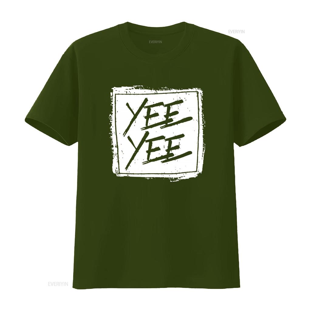 Yee Distressed Square Print T Shirt for Men and Women Fashion Streetwear vintage Washed fashion graphic designer clothes