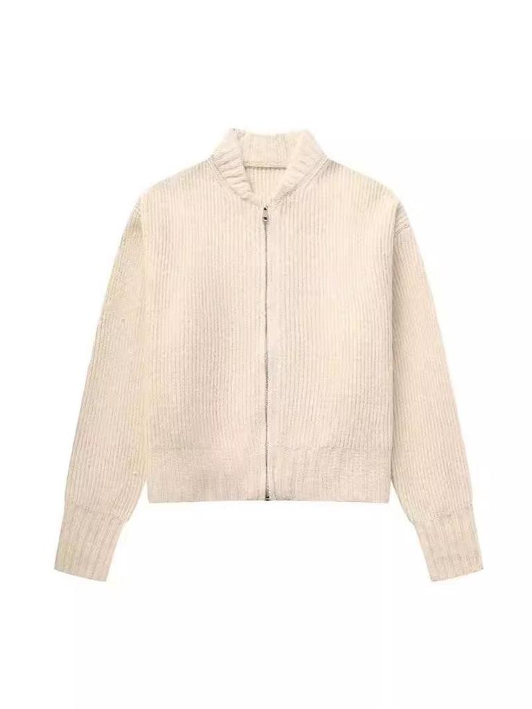 European & American 2024 Women’s Casual Zipper Cardigan Sweater Coat for Autumn/Winter Fashion