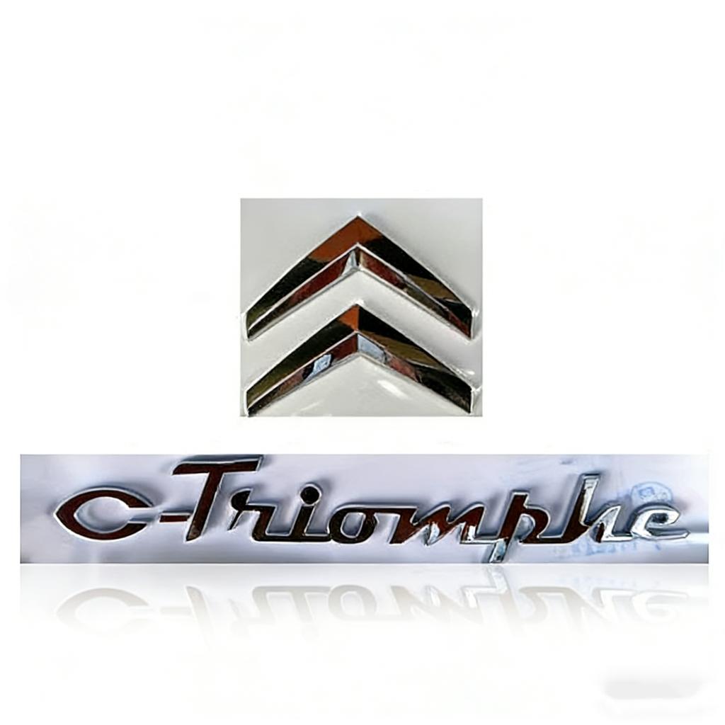 YKFEA1 Citroen C-Triomphe ABS Emblem Car Rear Trunk Badge Decal Logo Letter Stickers Auto Modification Accessory