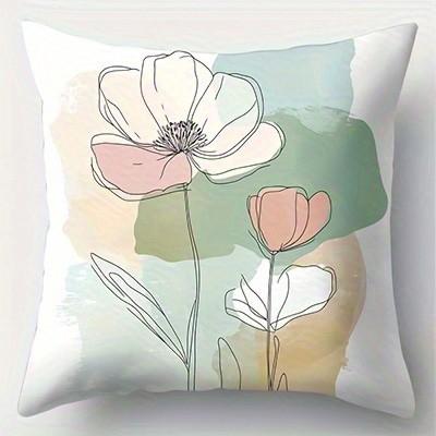 Floral Line Art Pattern Pillow Covers For Decor Pattern Cushion Cover Suitable For Sofa Bedroom Car Pillow Cover