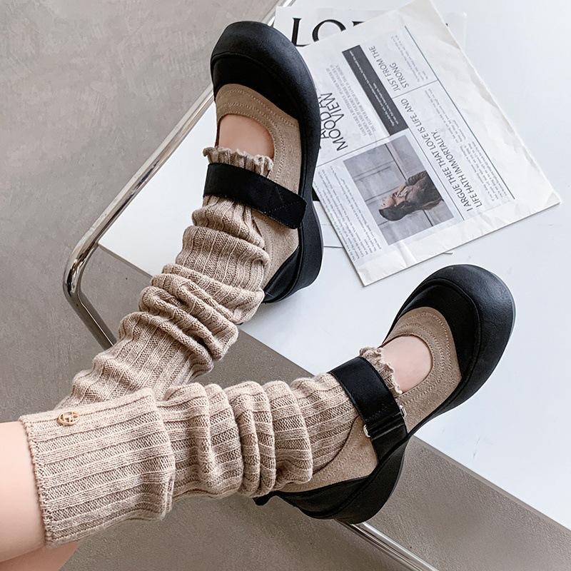 

New round head four-season women s single shoes non-slip thick-soled comfortable casual single shoes women s low-top casual comfortable leather wom 40