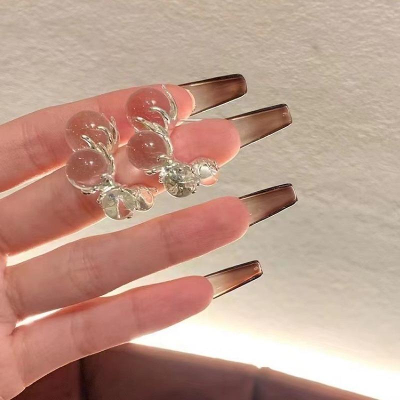 1 Pair Design Fantastic Earrings Ice Permeating Beaded Unique Earrings for Women Personality Earring Exquisite Minimalist