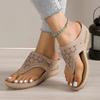 Woman Leather Non-Slip Soft Platform Shoes Flip Flops Summer Women's Wedge Sandal with Heel 2024 Orthopedic Sandals 43