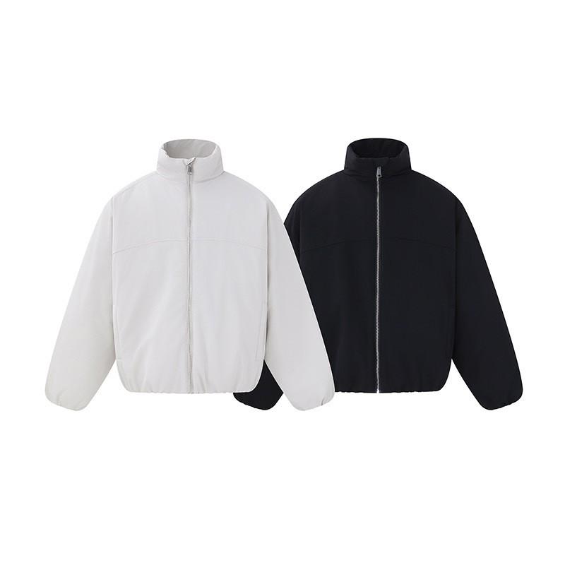 Mens Stand Collar Loose Thick Warm Solid Color Winter Cotton Padded Workwear Jacket