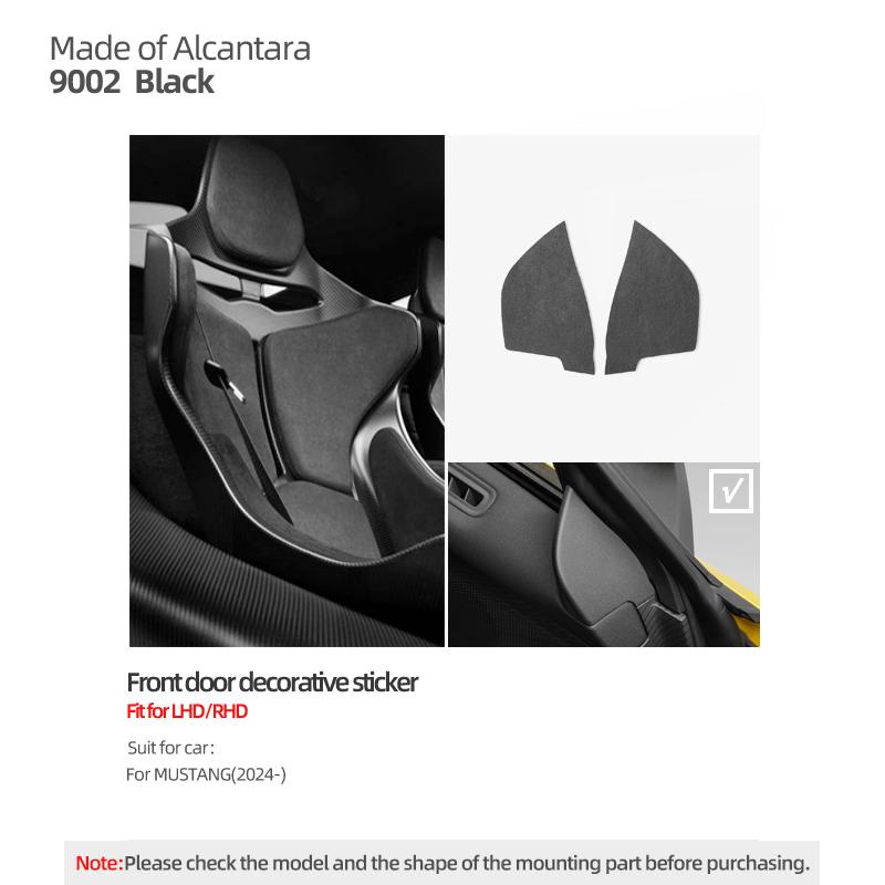Betterhumz For Ford Mustang GT 2024- Make of Alcantara Car Front Door Panel Interior Decor Trim Stickers Tuning Auto Accessories