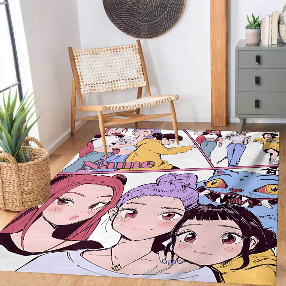 Kpop Demon Hunters Customize your name rug, office chair cushion, home bedroom living room gift.