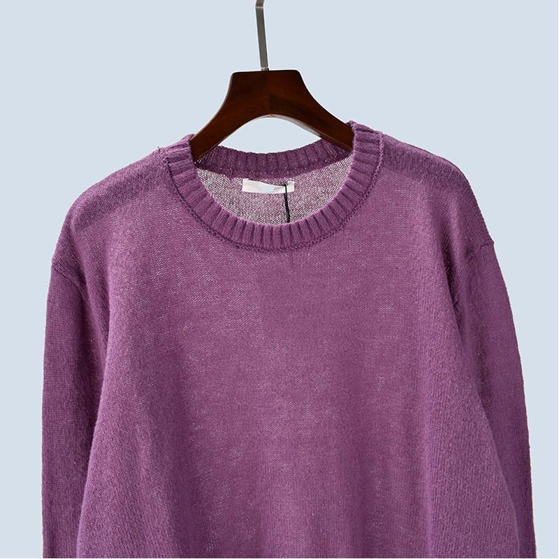 Autumn New Knitwear round Neck Loose and Lazy Style Plus Size Mohair Pure Color Long Sleeves Pullover Women