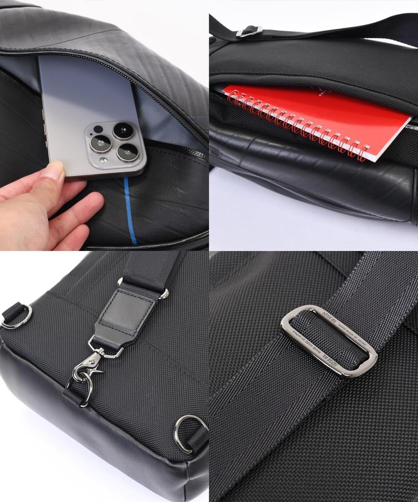 Designer Body Bag for Crossbody Made in [SEAL] Men, One-Shoulder Bag, Bag, Waterproof, Outdoor, Japan, PS-056BK