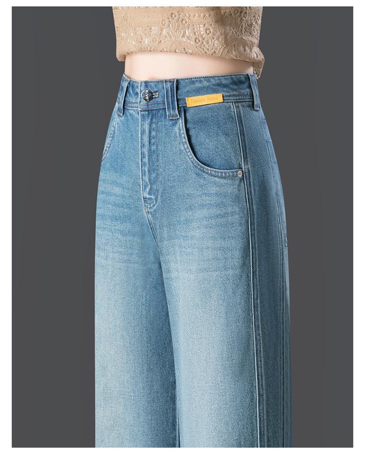 High Waist Loose Wide Leg Denim Pants for Middle-Aged Women - 2025 Spring/Summer Casual Jeans