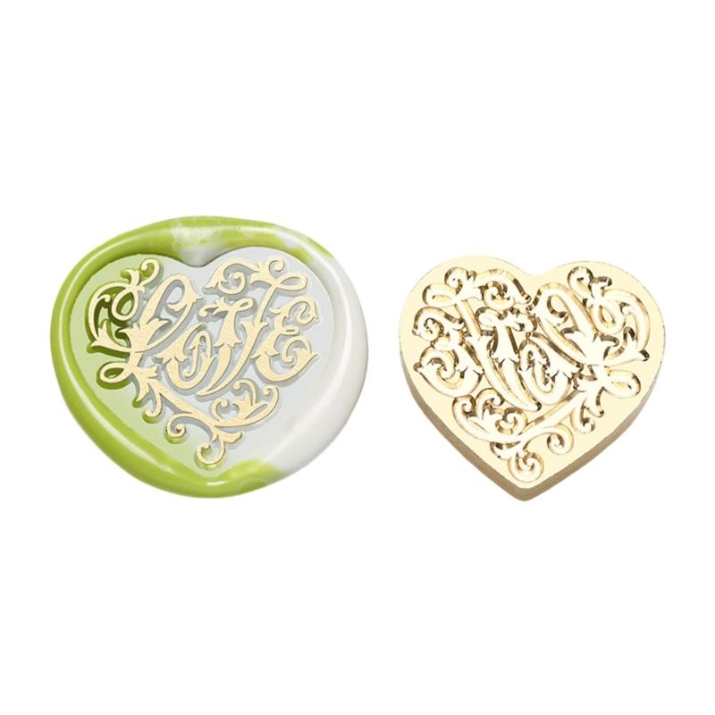

Heart Series Sealing Wax Stamp Head Heart Shaped Wax Seal Stamp for Envelopes Wedding Invitation Decorations Brass