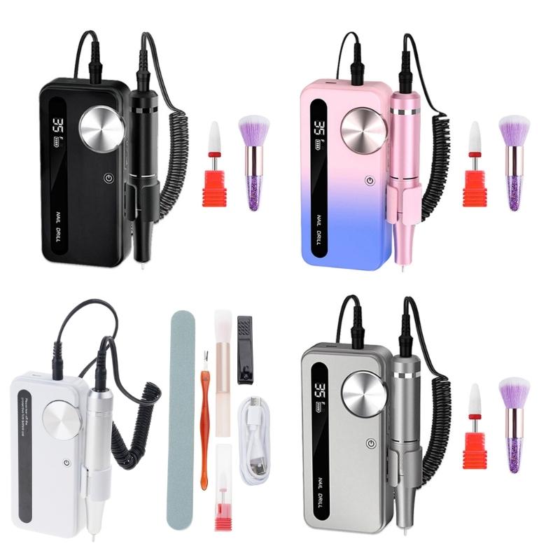 Electric Nails Drill Machine Rechargeable Nails Drill Set 35000rpm Manicure Set Manicures Tool for Acrylic Nails
