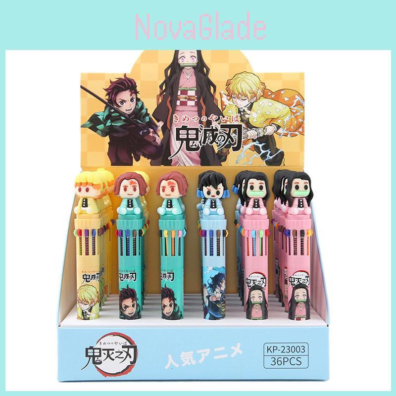 Cartoon Anime 10-color Ballpoint Pen Multi-functional Pressing Pen For Boys Student Special Notebook Pen