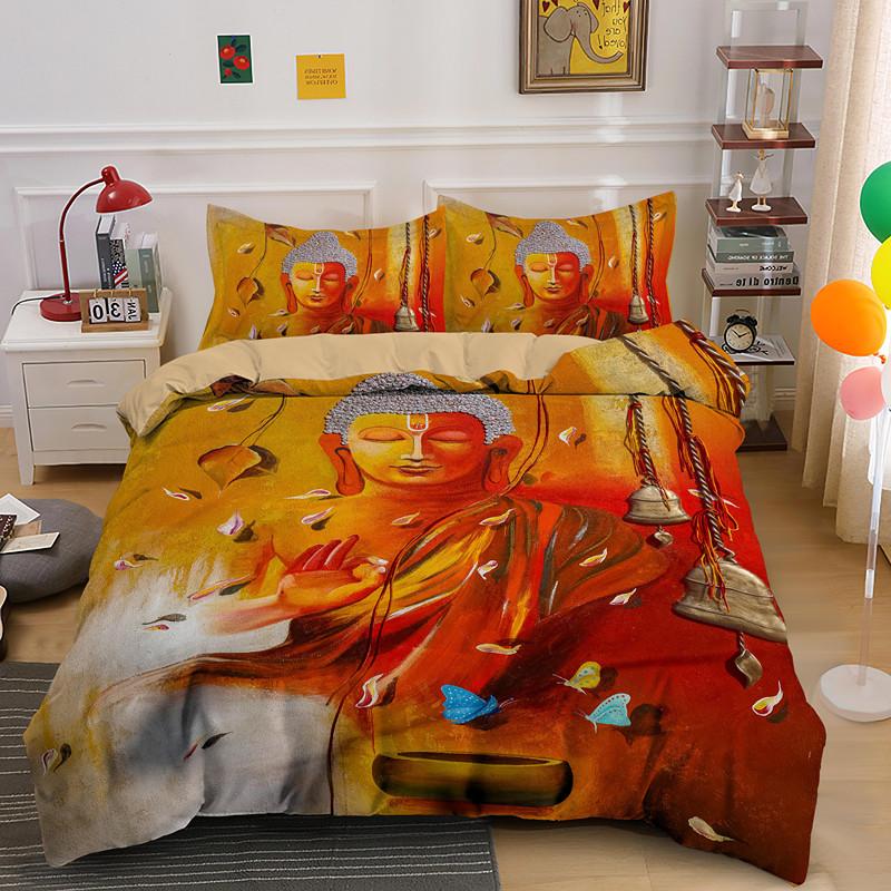 Nature Buddha Queen King Bedding Set Twin Single Double Size Duvet Cover With 1/2pcs Pillowcase Soft Bedclothes Home Textiles
