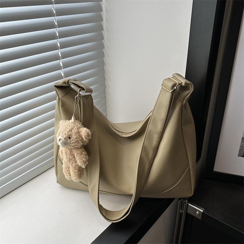 Large Capacity Fashionable and Simple Solid Color Shoulder Bag for Women's Spring New Korean Version of Underarm Bag Casual Dumpling Bag