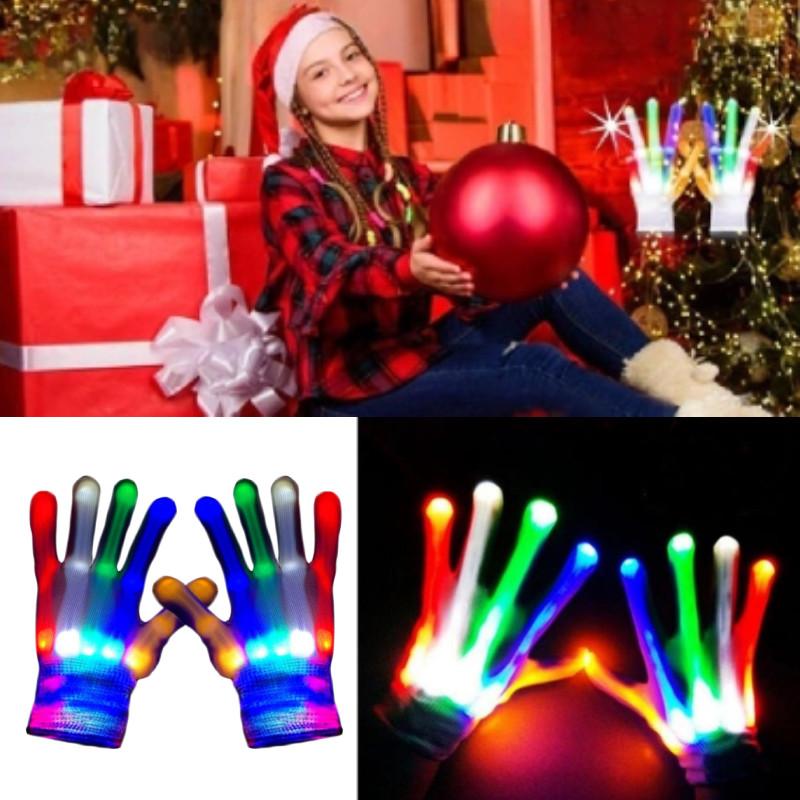 Luminous Colorful Led Gloves Skeleton Pattern Halloween Party Performance Stage