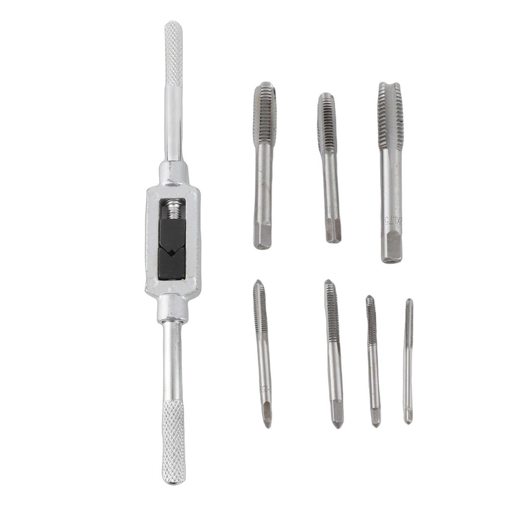 Tap Wrench, Steel Tap Wrench Set with Thread M3 or 4 or 5 or 6 or 8 or 10 or 12, for Convenient Tapping, General Purpose.Key and Tap