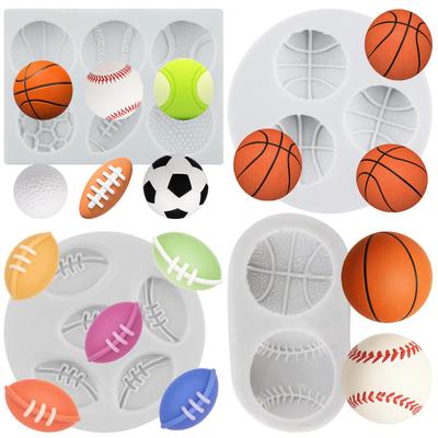 Fußball Basketball Silikonform Baseball Rugby Volleyball Fondantformen Kuchen Dekoration Werkzeuge Cupcake Topper Süßigkeiten Ton Schokolade Gumpaste Form