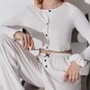 European and American Fashion Knitted Lapel Two-piece Set Autumn, Exquisite Pajama Set Women's Sexy and Thin Loungewear