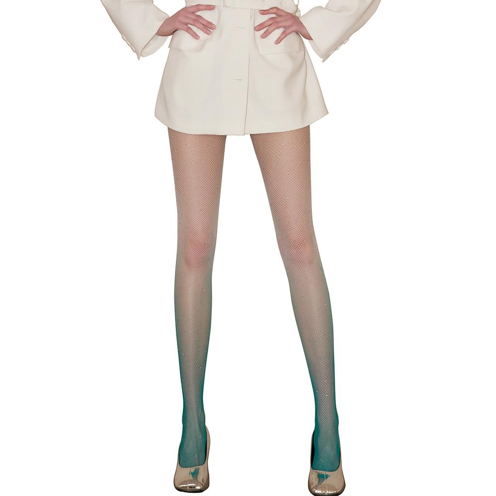 Rhombus black silk sexy fishing net hot diamond pantyhose stockings gradual change color net socks girls glossy shiny