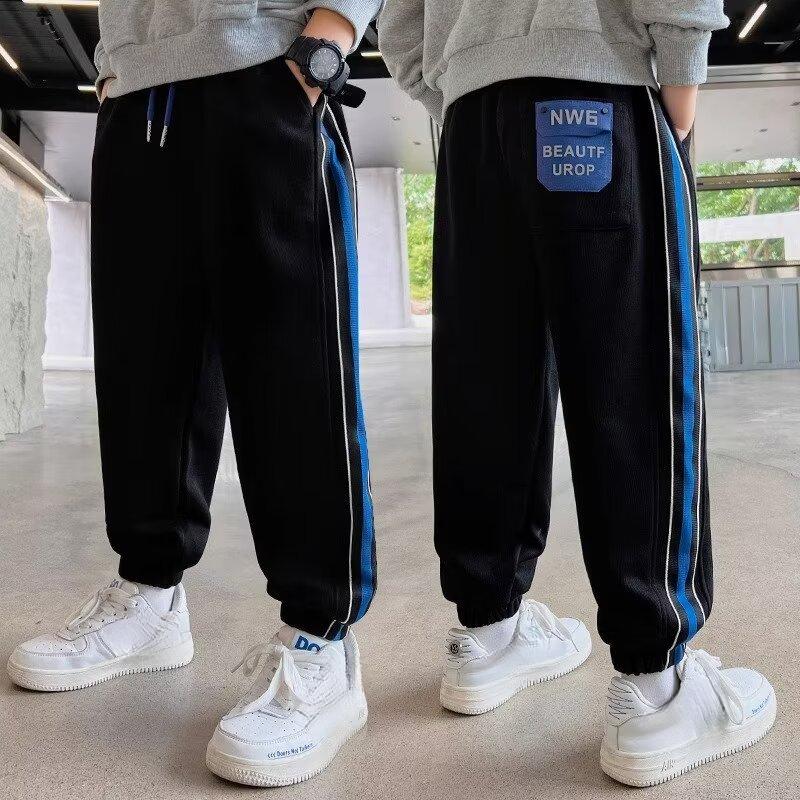 

Children s Clothing Boys Spring Trousers Spring and Autumn Models New Middle and Large Boys Boys Sports Sweatpants Spring Trousers Summer Thin 140 чёрный