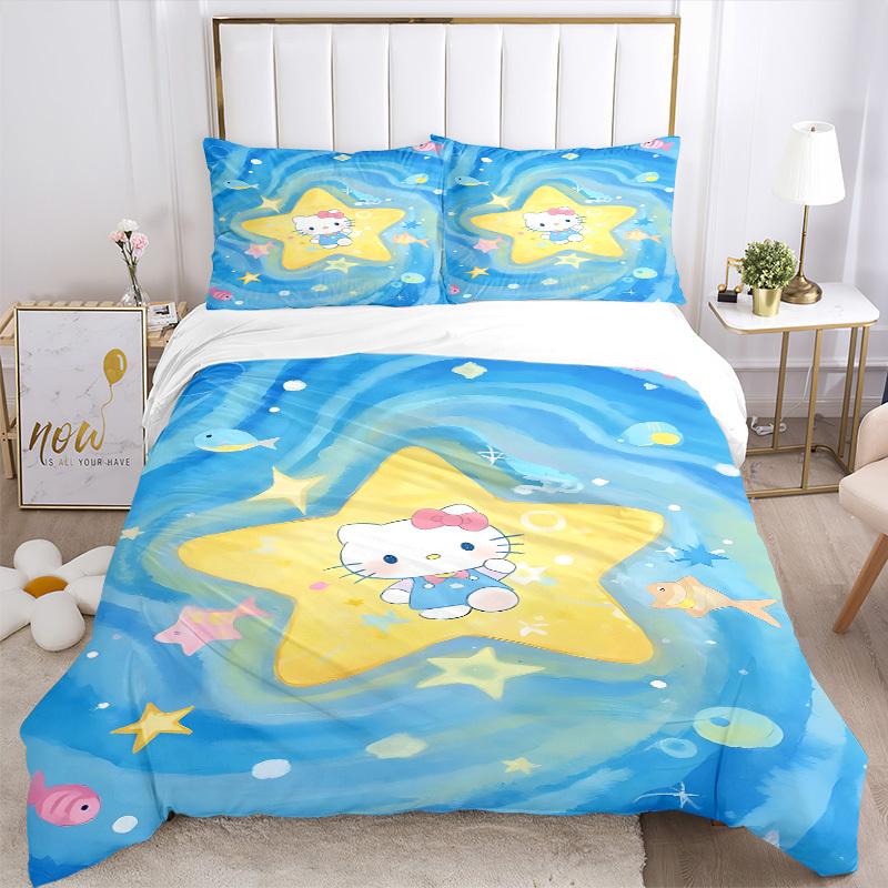 3pcs Hello Kitty Bedding Set. Soft and Comfortable with No Core Included (1x Duvet Cover + 2x Pillow Covers) Yy251031084