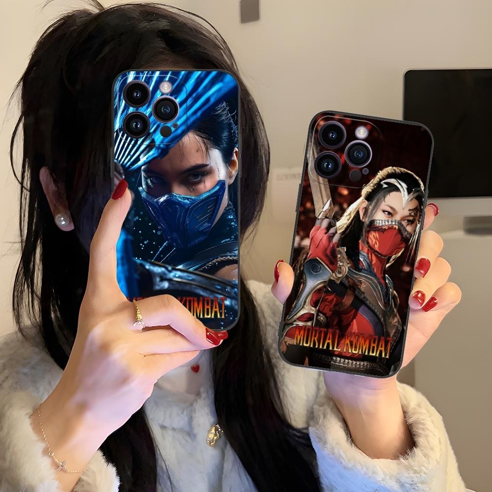 Mortal Kombat Kitana Mobilne Etui na Telefon Komórkowy dla iPhone 16 15 14 13 12 11 X XR XS 8 7 Pro Max Plus Mini Czarne Etui Ochronne na Telefon