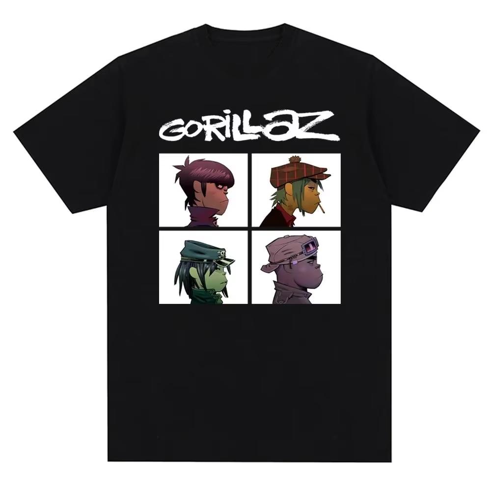 

Футболка с принтом панк-рока музыкальной группы Gorillazs, повседневная мода 90-х с коротким рукавом, футболка большого размера унисекс M