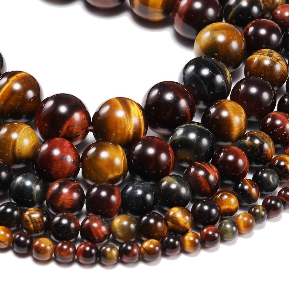 1strand/lot 4 6 8 10 12mm Natural Stone Multicolor Tiger Eye Agat Round Beads Loose Spacer Bead For Jewelry Making DIY Bracelet